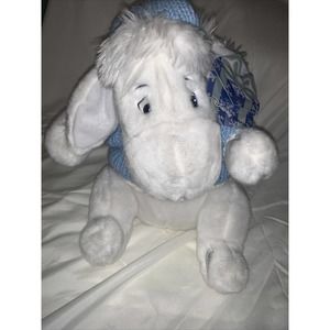 Disney Store Exclusive Winter White Stuffed Plush Eeyore Snowflake Sweater